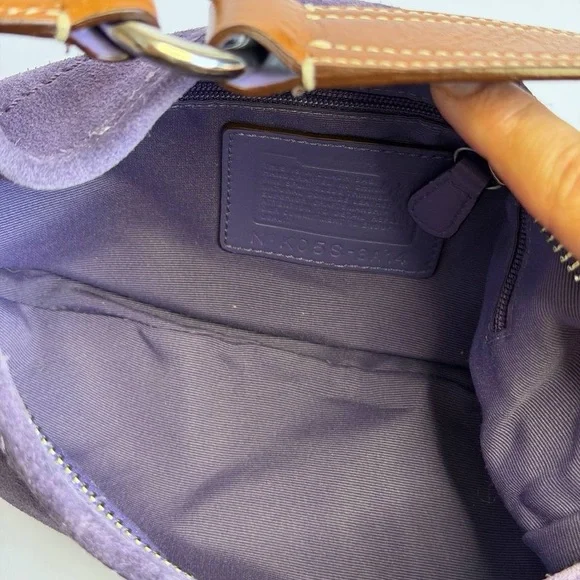 Coach Y2K Mini SoHo Hobo Shoulder Bag in Purple Suede/Brown Leather Accents